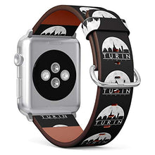 Load image into Gallery viewer, S-Type iWatch Leather Strap Printing Wristbands for Apple Watch 4/3/2/1 Sport Series (38mm) - Turin Italy Full Moon Night Skyline Silhouette Design City
