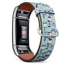 Load image into Gallery viewer, Replacement Leather Strap Printing Wristbands Compatible with Fitbit Charge 2 - Winter Pattern with Fitbit Cute Animal Faces in Warm Hats, mufflers
