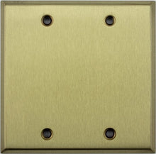 Load image into Gallery viewer, Stamped Satin Brass 2 Gang Blank Wall Plate
