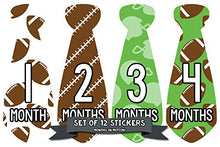 Load image into Gallery viewer, Months In Motion Monthly Baby Tie Stickers - Boy Month Milestone Necktie Sticker - Onesie Month Sticker - Infant Photo Prop for First Year - Shower Gift - Newborn Keepsakes- Football
