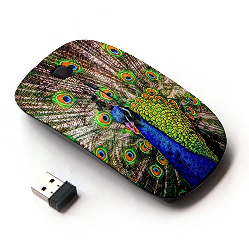 KawaiiMouse [ Optical 2.4G Wireless Mouse ] Peacock Fairytale Feathers Bird Blue Bright
