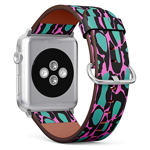 S-Type iWatch Leather Strap Printing Wristbands for Apple Watch 4/3/2/1 Sport Series (42mm) - Beautiful Textures of Leopard