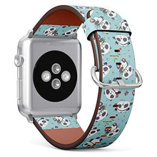 Load image into Gallery viewer, Compatible with Big Apple Watch 42mm, 44mm, 45mm (All Series) Leather Watch Wrist Band Strap Bracelet with Adapters (Cartoon Style Cute Panda)
