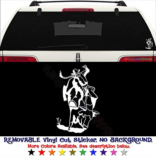 GottaLoveStickerz Cowboy Bullriding Rodeo Removable Vinyl Decal Sticker for Laptop Tablet Helmet Windows Wall Decor Car Truck Motorcycle - Size (05 Inch / 13 cm Tall) - Color (Matte Black)