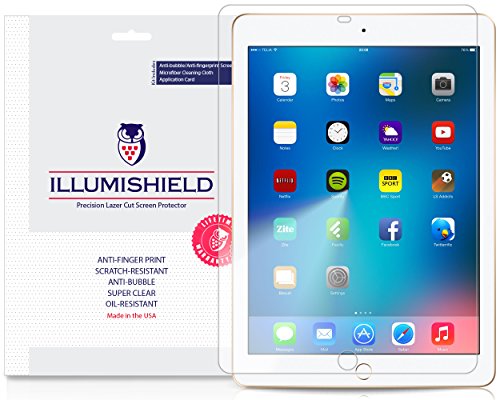 iLLumiShield Screen Protector Compatible with Apple iPad (9.7 inch, Version 2018)(2-Pack) Clear HD Shield Anti-Bubble and Anti-Fingerprint PET Film
