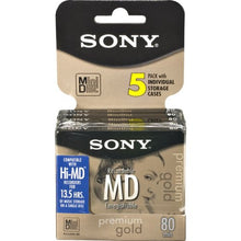Load image into Gallery viewer, Sony 5MDW80PL 80 Minute MiniDisc MD Premium Gold (5 Pack) (Discontinued by Manufacturer)
