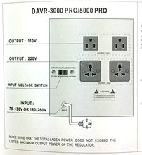 Load image into Gallery viewer, Norstar DAVR-3000 3000 Watt 110/120 to 220/240 or 220/240 to 110/120 Step UP and Down Voltage Transformer and Automatic Voltage Regulator Stabilizer
