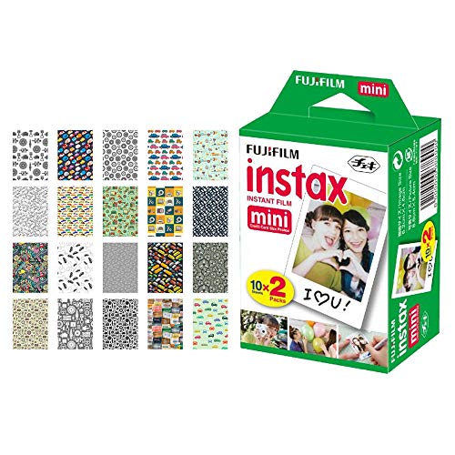 Fujifilm instax Mini Instant Film (20 Exposures) + 20 Sticker Frames for Fuji Instax Prints Car Package