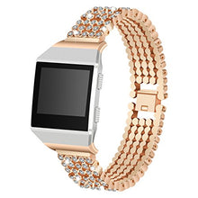 Load image into Gallery viewer, AISPORTS Compatible with Fitbit Ionic Band for Women, Fitbit Ionic Band Stainless Steel Diamond Jewelry Adjustable Wristband Metal Bracelet Replacement Band for Fitbit Ionic Smart Watch, Rose Gold
