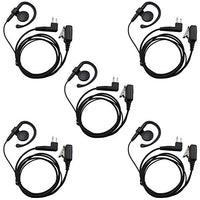 TENQ 2 Pin Ear Clip Earpiece Headset for Two Way Radio Motorola CLS1110 CLS1410 CLS1413 CLS1450 CLS1450C (Pack of 5)