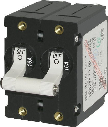Blue Sea Systems A-Series White Toggle Double Pole 16A Circuit Breaker