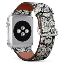 Load image into Gallery viewer, Compatible with Big Apple Watch 42mm, 44mm, 45mm (All Series) Leather Watch Wrist Band Strap Bracelet with Adapters (Day Dead Sugar Skull Floral)

