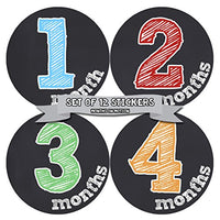 Months In Motion Gender Neutral Baby Month Stickers - Monthly Milestone Sticker for Boy or Girl - Infant Photo Prop for First Year - Shower Gift - Newborn Keepsakes - Unisex