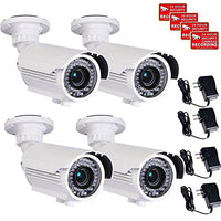 VideoSecu 4 Pack CCD IR Bullet Security Cameras 700 TVL Outdoor Day Night 4-9mm Zoom Focus Lens 42 Infrared LEDs for Home CCTV DVR Surveillance System with Power Supplies WG5