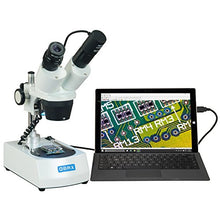 Load image into Gallery viewer, OMAX 10X-20X-30X-60X Cordless Stereo Binocular Microscope with LED Lights and USB Camera and Cleaning Pack
