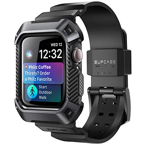 SUPCASE [Unicorn Beetle Pro] Designed for Apple Watch Series 6/SE/5/4 [44mm], Rugged Protective Case with Strap Bands (Black)