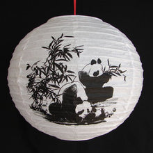 Load image into Gallery viewer, 2 of Chinese White Paper Lanterns with Pictures of Bamboo and Panda
