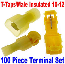 Load image into Gallery viewer, (100) T-Taps/Male Insulated 12-10 Ga Wire Connectors Car Audio Terminals USA
