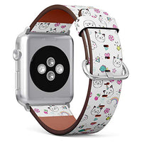 S-Type iWatch Leather Strap Printing Wristbands for Apple Watch 4/3/2/1 Sport Series (42mm) - Cat Unicorn, Rainbow and Diamond Cute Pattern