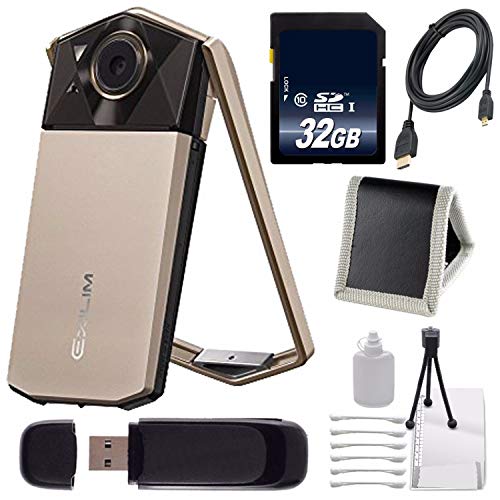 Casio Exilim EX-TR70 Selfie Digital Camera (Gold) (International Version) + 32GB Memory Card Bundle