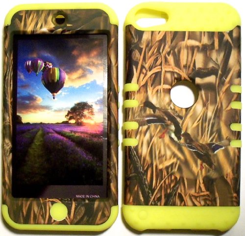 Camo Ducks on Yellow Skin Hybrid Apple iPod Touch iTouch 5 5th Generation Rubber Hard Protector Cover