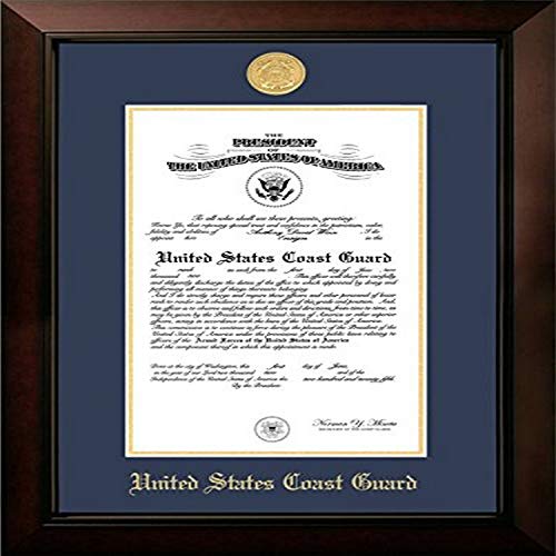Campus Images CGCLG0018x10 Coast Guard Certificate Legacy Frame with Gold Medallion, 8