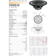 Load image into Gallery viewer, Pair Faital Pro 15FH510 8ohm 15&quot; Mid Woofer Subwoofer Replacement Speaker 1000W
