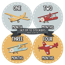 Load image into Gallery viewer, Baby Monthly Stickers | Monthly Milestone Stickers | Baby Month Stickers for Boy | Airplanes
