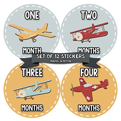 Baby Monthly Stickers | Monthly Milestone Stickers | Baby Month Stickers for Boy | Airplanes