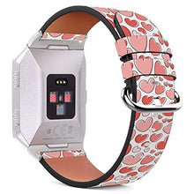 Load image into Gallery viewer, Compatible with Fitbit Ionic - Replacement Leather Wristband Bracelet with Stainless Steel Clasp and Adapters - Valentines Day with Hearts
