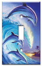 Load image into Gallery viewer, Single Gang Toggle Wall Plate - Dolphins in the Wave
