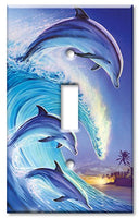 Single Gang Toggle Wall Plate - Dolphins in the Wave