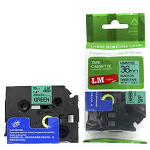 Load image into Gallery viewer, 2/Pack LMe761 Premium 1.5&quot; Black Print on Green Label Tape, Compatible with Brother TZe-761 P-Touch Tape 36mm Laminated Replacement Label Tape.
