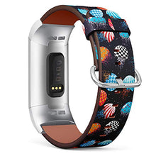 Load image into Gallery viewer, Replacement Leather Strap Printing Wristbands Compatible with Fitbit Charge 3 / Charge 3 SE - Space jellyfishes Pattern
