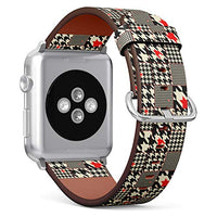 S-Type iWatch Leather Strap Printing Wristbands for Apple Watch 4/3/2/1 Sport Series (38mm) - Patchwork of Hounds-tooth's Style Pattern