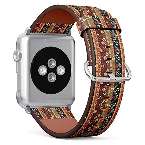 Compatible with Small Apple Watch 38mm, 40mm, 41mm (All Series) Leather Watch Wrist Band Strap Bracelet with Adapters (Boho Tribal)
