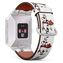 Load image into Gallery viewer, (Funny Super Llama with Red Cloak and Sunglasses) Patterned Leather Wristband Strap for Fitbit Ionic,The Replacement of Fitbit Ionic smartwatch Bands
