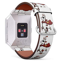 (Funny Super Llama with Red Cloak and Sunglasses) Patterned Leather Wristband Strap for Fitbit Ionic,The Replacement of Fitbit Ionic smartwatch Bands