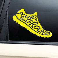 Nashville Decals Pound The Ground 5k 10k 13.1 26.2 Marathon Runner Vinyl Decal Laptop Car Truck Bumper Window Sticker - Yellow