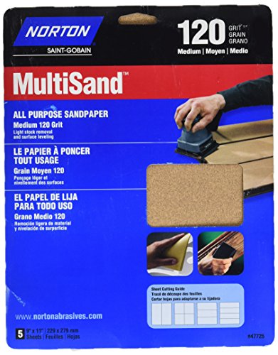 NORTON 04154 76607 General Purpose MultiSand Sheet, 11 in X 9 in, 120 Grit, 9" quot