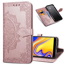 Load image into Gallery viewer, COTDINFORCA J4 Plus Wallet Case, Slim Premium PU Flip Cover Mandala Embossed Full Body Protection with Card Holder for Samsung Galaxy J4+ / J4 Prime / J4 Plus 2018. SD Mandala - Rose Gold
