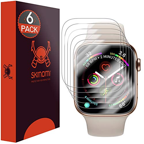 Skinomi TechSkin [6-Pack] (Slim Design) Clear Screen Protector for Apple Watch Series 4 (40mm) Anti-Bubble HD TPU Film
