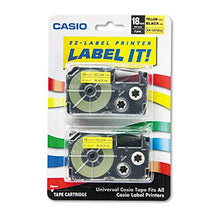 Load image into Gallery viewer, - Tape Cassettes for KL Label Makers, 18mm x 26ft, Black on Yellow, 2/Pack
