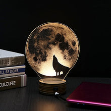 Load image into Gallery viewer, LED Table Lamp Jubapoz 3D Illusion Night Light Desk Lamp USB 3D Illusion Lamp, Acrylic Creative Toys Decorations, Warm White (Wolf)
