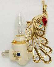 Load image into Gallery viewer, Peacock in 24K Gold Plated Night Light. with Multi Color Swarovski Austrian Crystal
