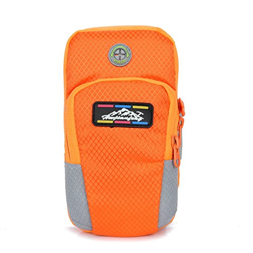 Deerbird Durable Waterproof Running Armband Runners Arm Package Bag Pack for Both Men and Women Protects Items During Workouts Cycling,Hiking (Orange)