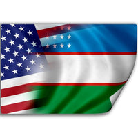 ExpressItBest Sticker (Decal) with Flag of Uzbekistan and USA (Uzbekistani, Uzbek)