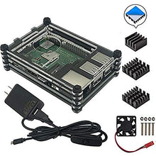 Load image into Gallery viewer, Raspberry Pi Case kit with Fan, Heatsinks, 5V / 2.5A Power Supply with On/Off Switch for Raspberry Pi 2 Model B,Raspberry Pi 3 Model B,Raspberry Pi 3 Model B+

