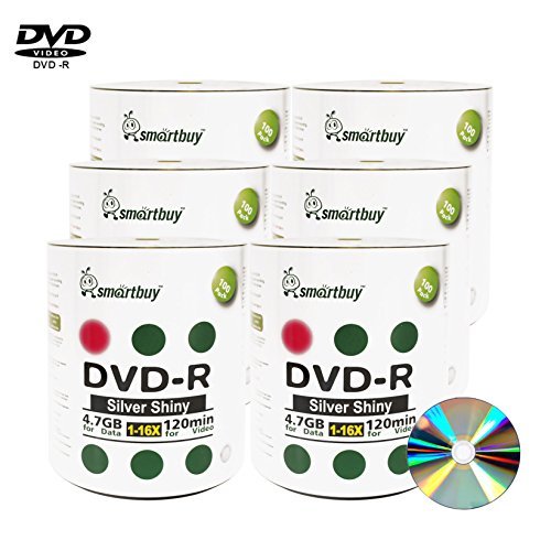 Smartbuy 4.7gb/120min 16x DVD-R Shiny Silver Blank Data Video Recordable Media Disc (600-Disc)