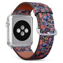 Load image into Gallery viewer, Compatible with Big Apple Watch 42mm, 44mm, 45mm (All Series) Leather Watch Wrist Band Strap Bracelet with Adapters (Paisley)
